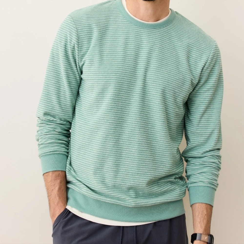 Marine Layer Seafoam Striped Crewneck Sweatshirt